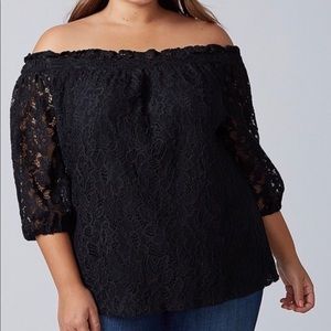Lane Bryant Off the shoulder Black lace shirt